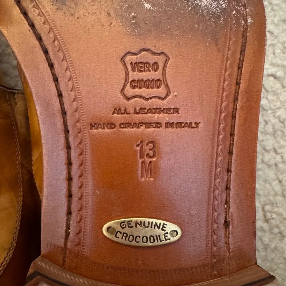 Belvedere Florence Genuine Crocodile Leather Italian Dress Shoes Sz 13 M